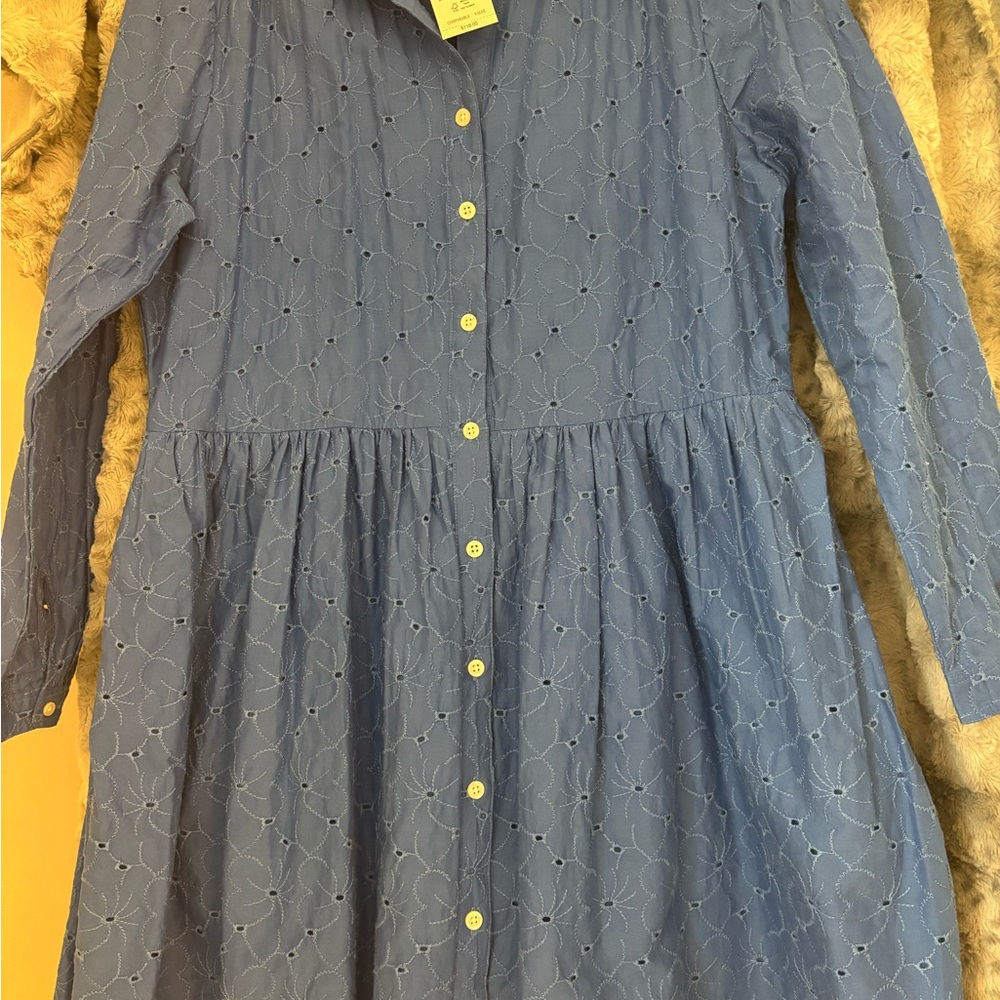 J. Crew Blue Buttoned Peplum Midi Dress